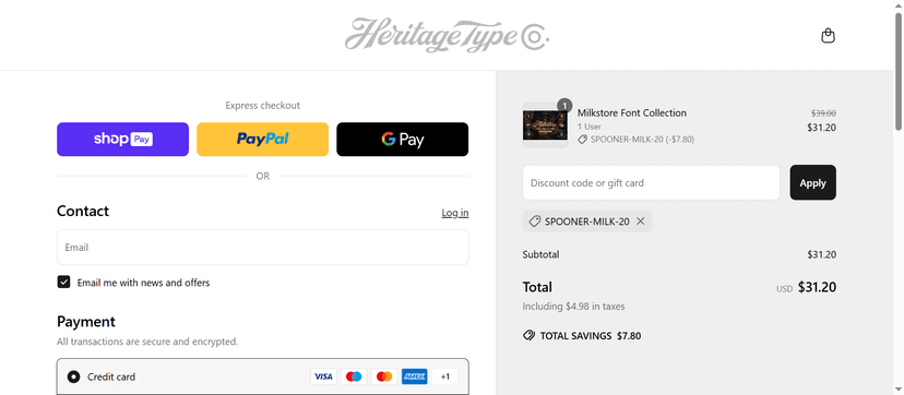 Heritage Type Co Coupon Code - Get 15% Off Sitewide